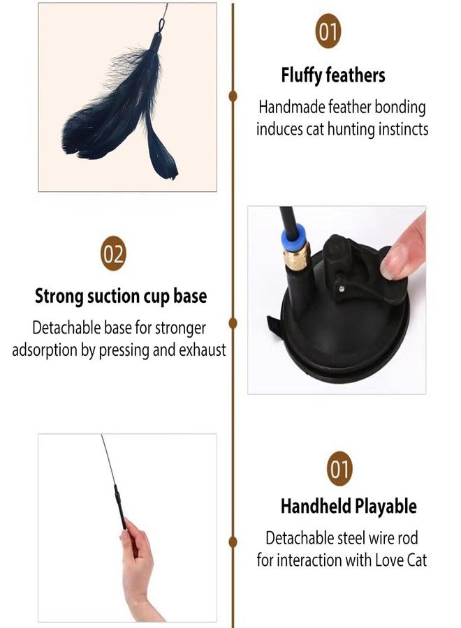 Qpets® Cat Toys for Persian Cat, Interactive Cats Teaser Wand Toys for Kitten with Bell & Feather, Sticky Suction Cup Base Elastic Stick Fun Indoor Pet Playing Accessories - Image 5